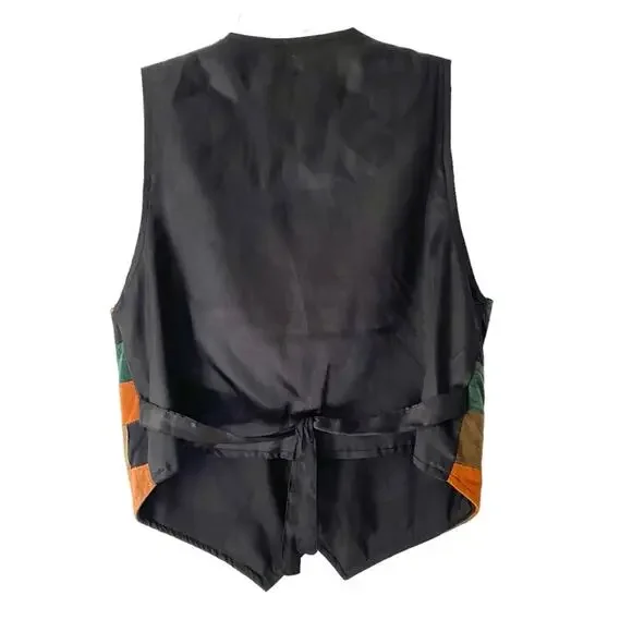 Union Khaki Vintage Suede Leather Patchwork Vest size small - Picture 5 of 6